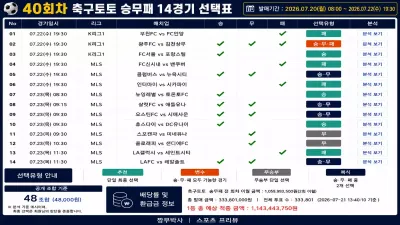 ⚽ [40회차 종료] 축구토토 승무패 14경기 분석