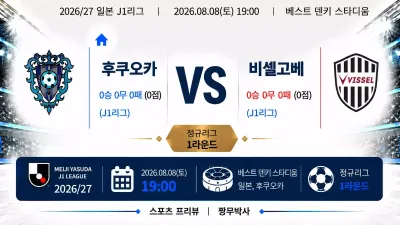 (J1리그) [아비스파 후쿠오카] vs [비셀 고베] 분석 | 승부예측·프리뷰·예상스코어 | 짱무박사